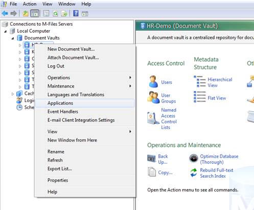 2. Right-click the vault in where youwish to install the application ...